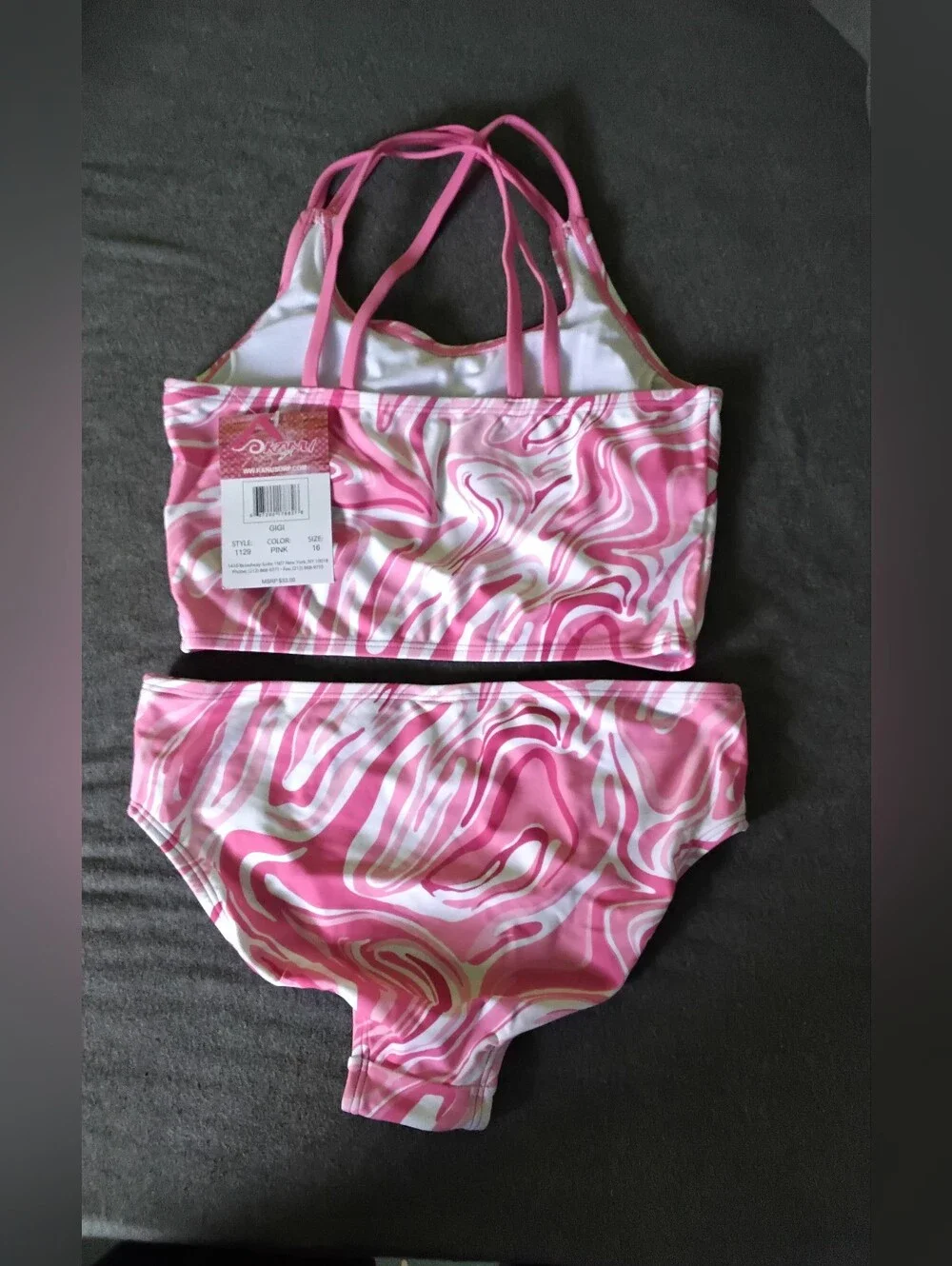 Kanu Surf Kids Pink Marble Tankini Set
